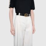 Gucci Unisex Leather Belt with Interlocking G Buckle 4 cm Width Black Leather - Image 5