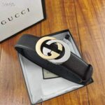 Gucci Unisex Leather Belt with Interlocking G Buckle 4 cm Width Black Leather - Image 3