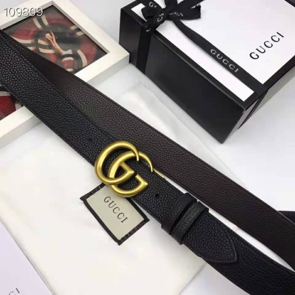 Gucci Unisex Reversible Leather Belt with Double G Buckle 4 cm Width-Black (2)