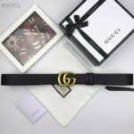 Gucci Unisex Reversible Leather Belt with Double G Buckle 4 cm Width-Black - immagine 2