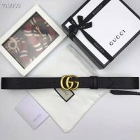 Gucci Unisex Reversible Leather Belt with Double G Buckle 4 cm Width-Black