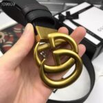 Gucci Unisex Reversible Leather Belt with Double G Buckle 4 cm Width-Black - immagine 8