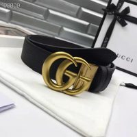 Gucci Unisex Reversible Leather Belt with Double G Buckle 4 cm Width-Black