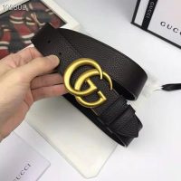 Gucci Unisex Reversible Leather Belt with Double G Buckle 4 cm Width-Black