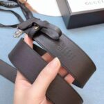 Gucci Women GG Leather Belt with Double G Buckle 4 cm Width-Black – Image 7