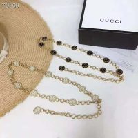 Gucci Women Interlocking G Chain Belt Shiny Gold-Toned Metal Double Chain