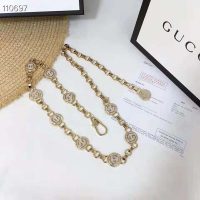 Gucci Women Interlocking G Chain Belt Shiny Gold-Toned Metal Double Chain