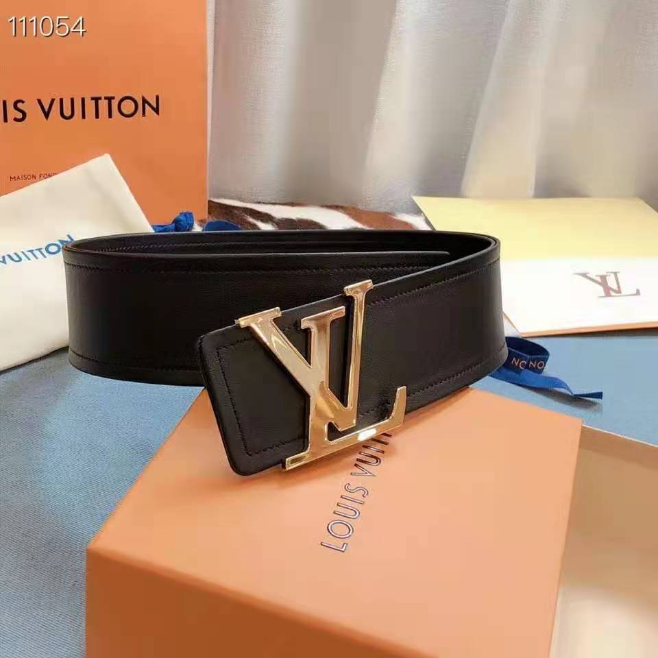 Louis Vuitton LV Unisex LV Iconic 55mm Belt Black Calf Box Leather - LULUX