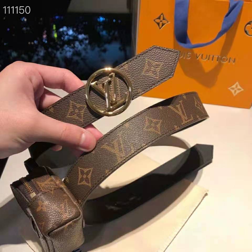 Unboxing Louis Vuitton Monogram style canvas belt with Gold Buckle 