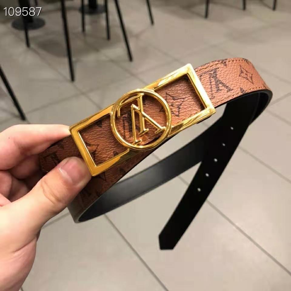 Louis Vuitton Dauphine Reversible Belt Monogram Canvas and Leather Thin 70  - ShopStyle