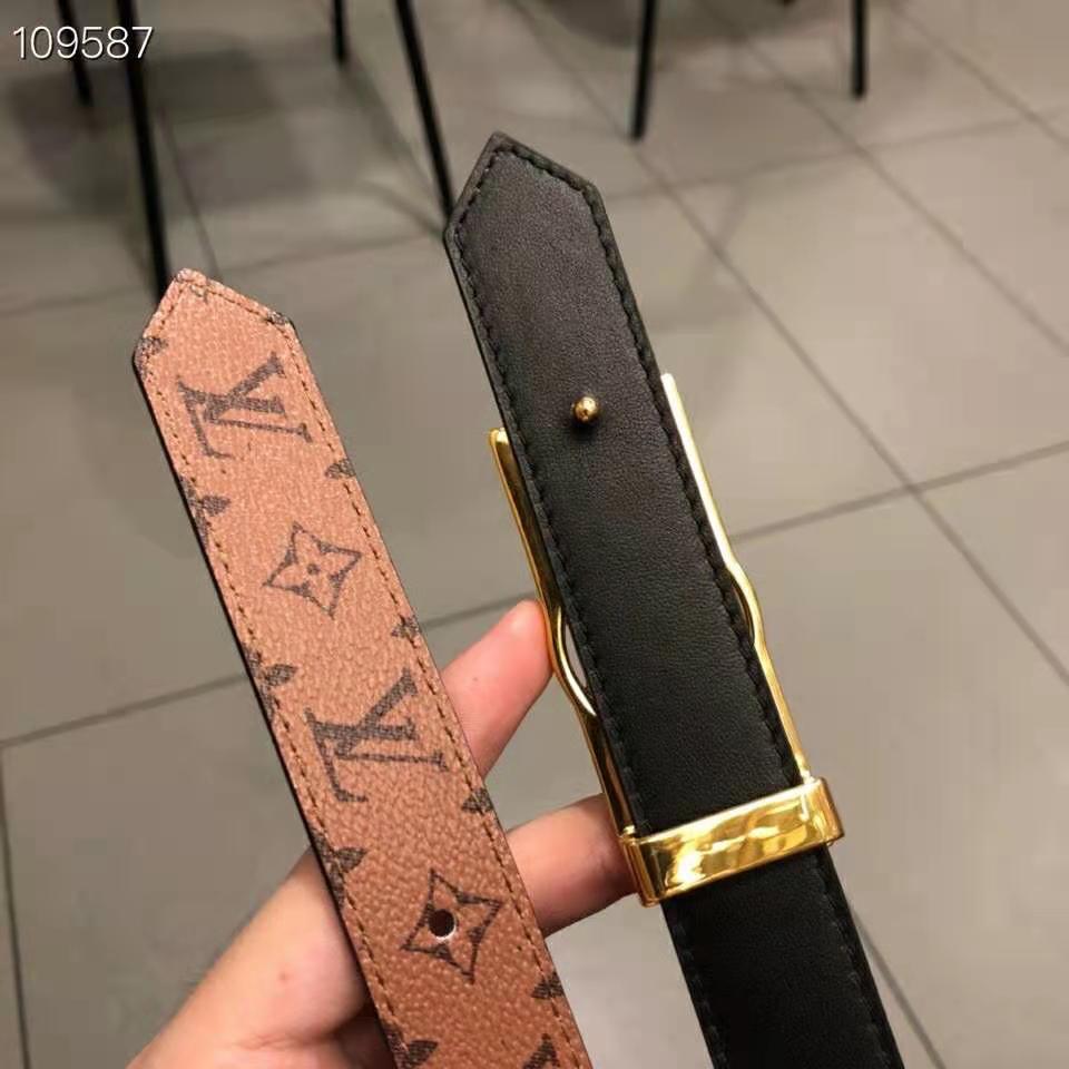 Louis Vuitton Louisette 25MM Reversible Belt Monogram Canvas Brown/Black in  Coated Canvas/Leather with Gold-tone - US