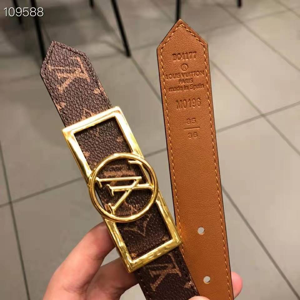Louis Vuitton LV Dove 40MM Reversible Belt Brown in Coated Canvas