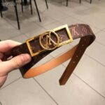 Louis Vuitton Unisex Dauphine 25mm Reversible Belt Monogram Canvas Calf-Brown - Image 3