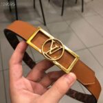 Louis Vuitton Unisex Dauphine 25mm Reversible Belt Monogram Canvas Calf-Brown - Image 8
