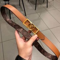 Louis Vuitton Unisex Dauphine 25mm Reversible Belt Monogram Canvas Calf-Brown