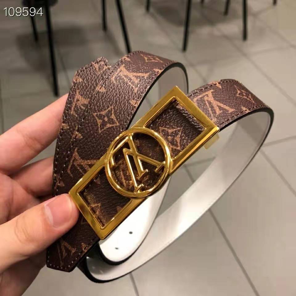 Louis Vuitton LV Dauphine 25MM Reversible Belt Arizona Beige in Cowhide  Leather with Gold-tone - US