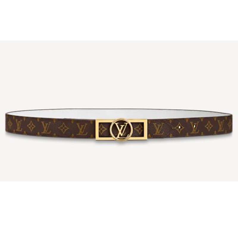 Louis Vuitton Unisex Dauphine 25mm Reversible Belt Monogram Canvas  Calf-White - LULUX