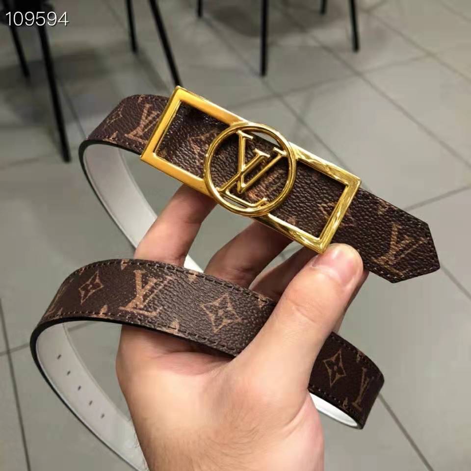 LOUIS VUITTON Monogram 25mm Dauphine Reversible Belt 85/34 Tan