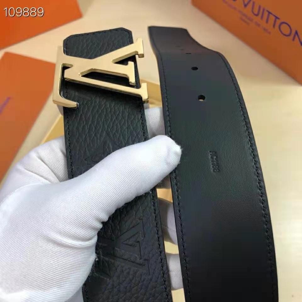 LV Initiales 30MM Reversible Belt in Gold Hardware Monogram Canvas Leather  Strap with Calf Leather Lining — Dimples Ceniza