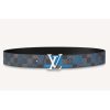 Louis Vuitton Unisex LV Initiales 40 mm Reversible Belt Damier Graphite Canvas Calf-Blue