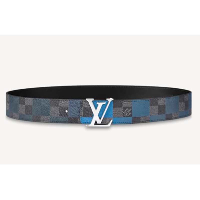 Louis Vuitton LV Initiales 40mm Reversible Belt Blue Damier Azur. Size 100 cm
