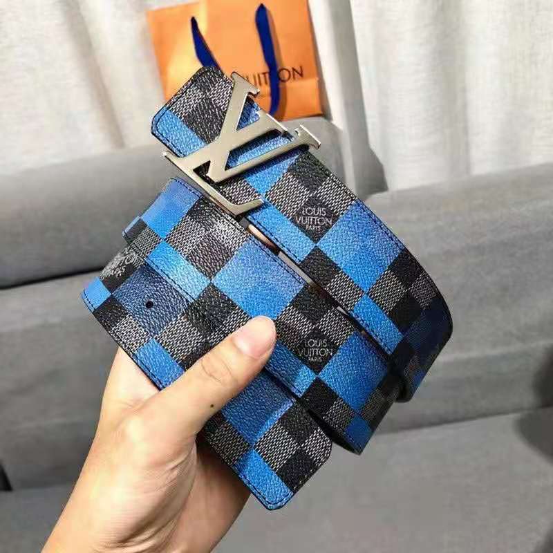Louis Vuitton Black Damier Reversible Belt - Blue Spina