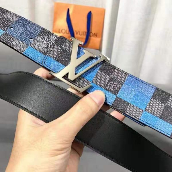 Louis Vuitton Unisex LV Initiales 40 mm Reversible Belt Damier Graphite Canvas Calf-Blue (5)