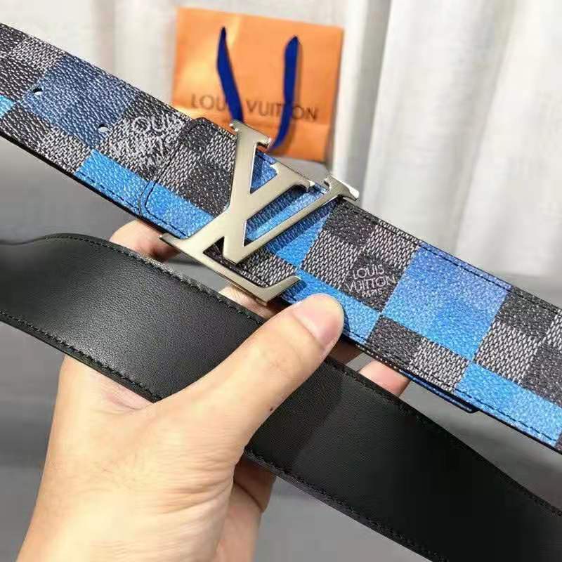 Louis Vuitton Belt LV Initiales Damier Graphite 40 MM Black/Grey/Blue in  Canvas/Leather with Palladium - US