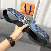 Louis Vuitton Unisex LV Initiales 40 mm Reversible Belt Damier Graphite Canvas Calf-Blue