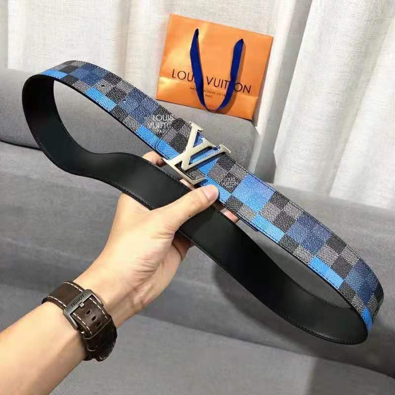 Louis Vuitton LV Initiales Reversible Belt Damier Cobalt 40MM Blue/Black in  Canvas/Calf Leather with Silver-tone - US