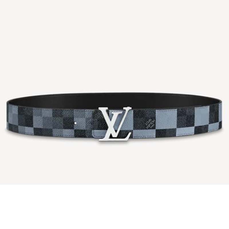 Louis Vuitton LV Initiales Silver Buckle Reversible Belt Damier Graphite  40mm Black Lining