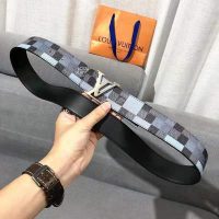Louis Vuitton Unisex LV Initiales 40 mm Reversible Belt Damier Graphite Canvas Calf-Grey