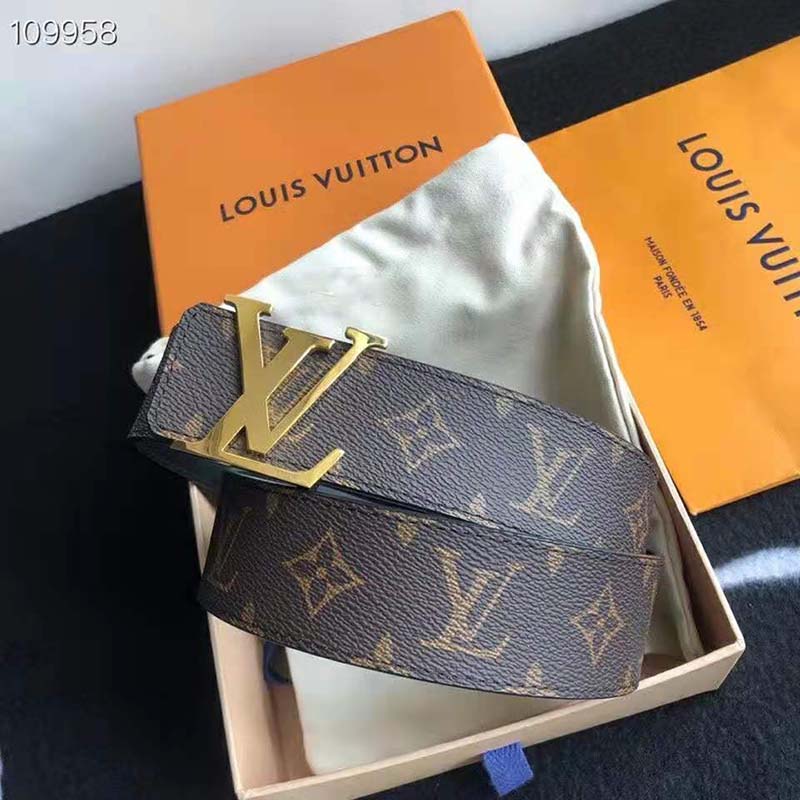Louis Vuitton LV Initiales Reversible Belt Rainbow Monogram and Leather  Medium Brown 192381153