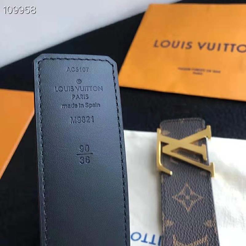 Louis Vuitton LV Initiales Reversible Belt Monogram Canvas and Leather  Medium Brown 2334232