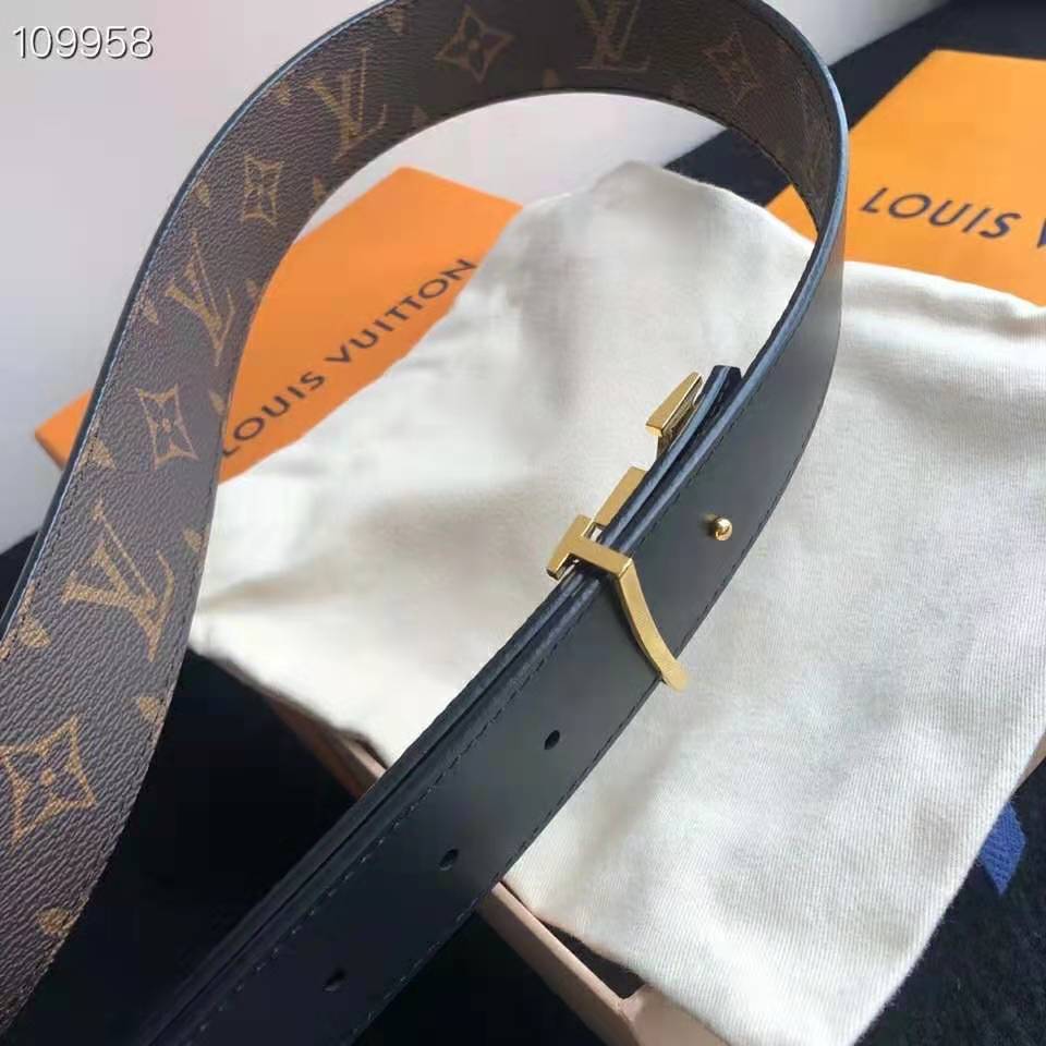 Louis Vuitton LV Initiales Reversible Belt Monogram Canvas and Leather  Medium Brown 2315392