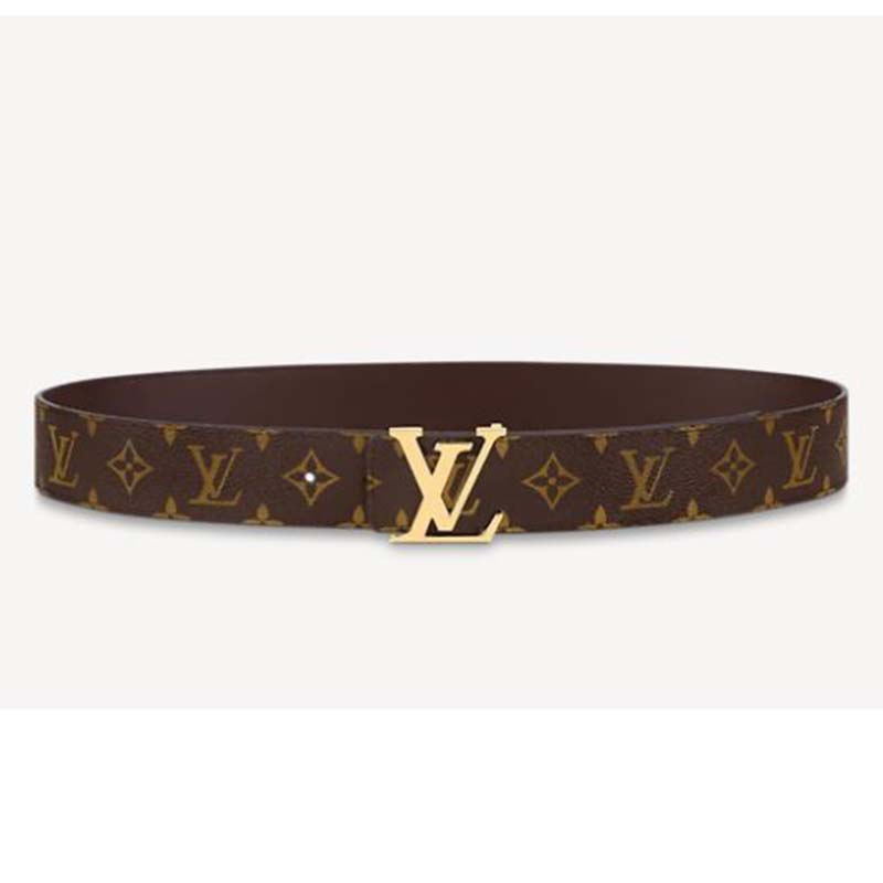 Louis Vuitton LV Initiales 40mm Reversible Brown Monogram Macassar Canvas. Size 85 cm