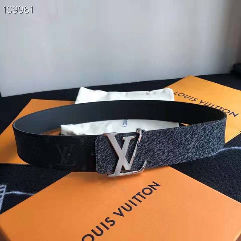 Louis Vuitton LV Circle 40mm Reversible Belt Black Grey Monogram Eclipse. Size 85 cm