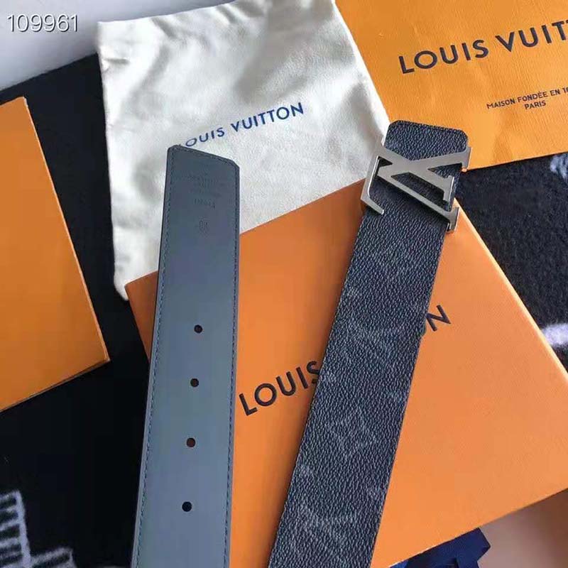 Louis Vuitton Unisex LV Initiales 40mm Reversible Belt Monogram Eclipse  Canvas-Grey - LULUX