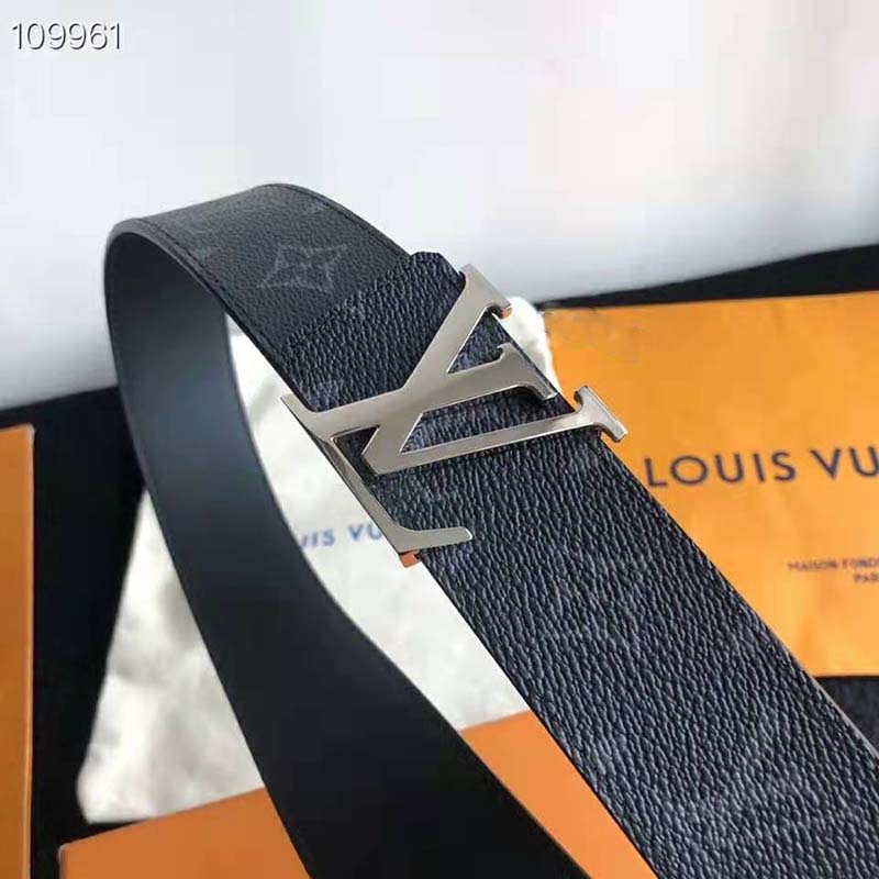 Louis Vuitton LV Initiales 35mm Reversible Belt Grey Monogram Eclipse. Size 95 cm