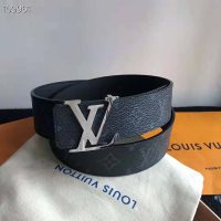 Louis Vuitton Unisex LV Initiales 40mm Reversible Belt Monogram Eclipse Canvas-Grey