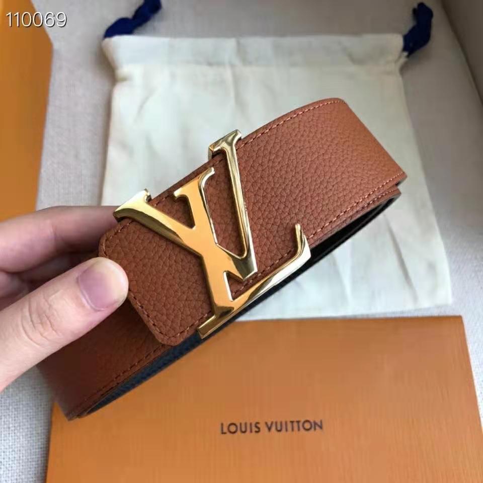 Louis Vuitton LV Initiales Taurillon 40mm Reversible Belt Navy Grey Taurillon. Size 90 cm