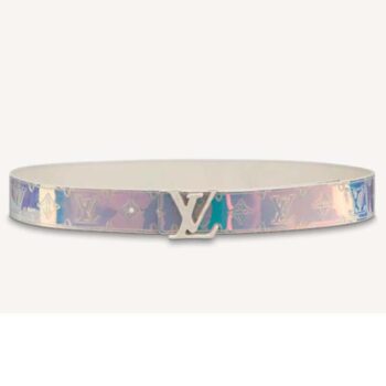 Louis Vuitton Unisex LV Shape 40mm Belt Iridescent White PVC Strap Embossed Monogram