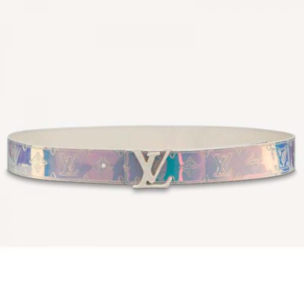 Louis Vuitton Unisex LV Shape 40mm Belt Iridescent White PVC Strap Embossed Monogram