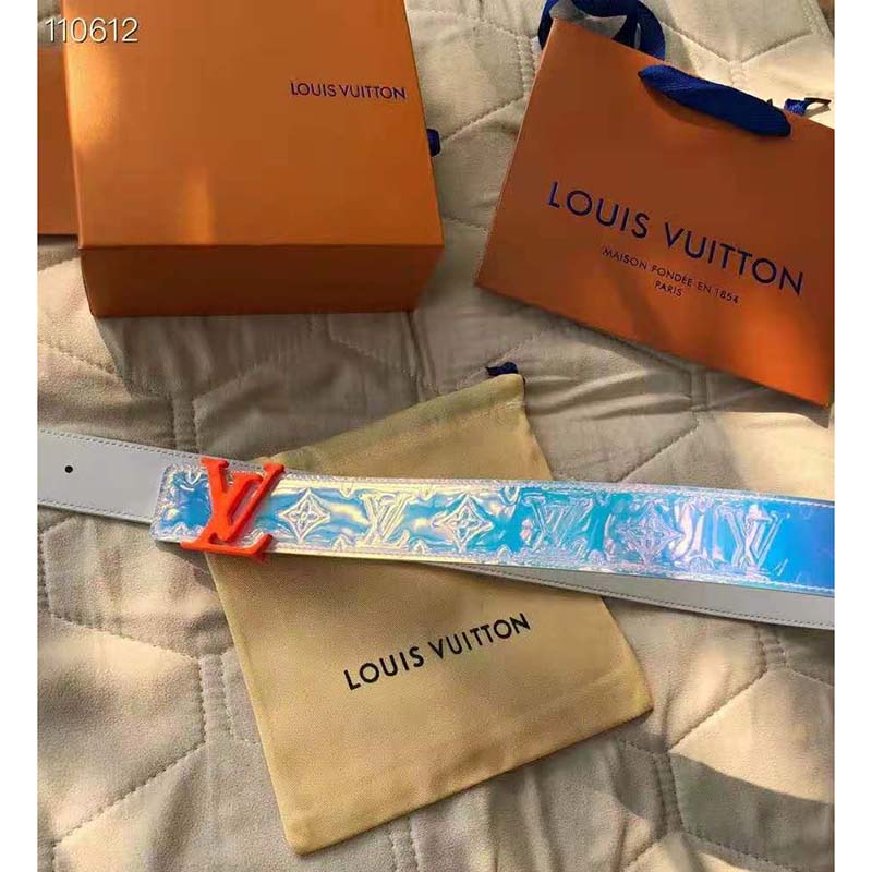 Louis Vuitton Unisex LV Shape 40mm Belt Iridescent White PVC Strap