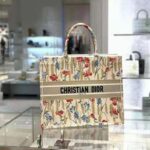 Dior Women Small Book Tote Beige Multicolor Hibiscus Metallic Thread Embroidery - Image 3