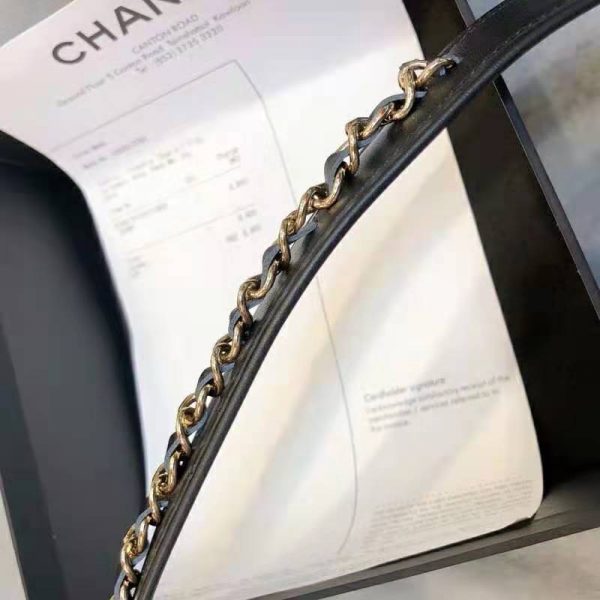 Chanel Women Calfskin & Gold Metal & Belt 3 cm Width-Black (3)