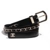 Chanel Women Calfskin & Gold Metal & Belt 3 cm Width-Black