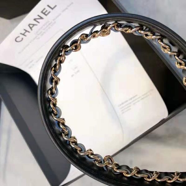 Chanel Women Calfskin & Gold Metal & Belt 3 cm Width-Black (7)