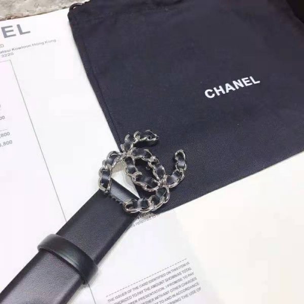 Chanel Women Calfskin & Gold-Tone Metal Black Belt 3 cm Width (3)