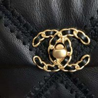 Chanel Women Chanel 19 Flap Bag Calfskin Crochet Gold Silver-Tone & Ruthenium-Finish Metal Black